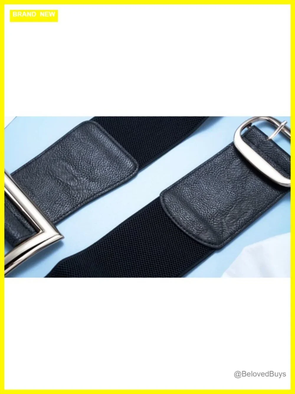 Wide Elastic Waist Belt Faux Leather Stretch Cinch Belt Vintage PU Leather